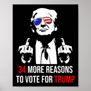 Póster Trump Condenó A Felon, 34 Razones Más Para Votar P