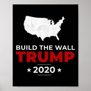 Póster Trump Construye El Muro Pro Usa Conservador Vintag