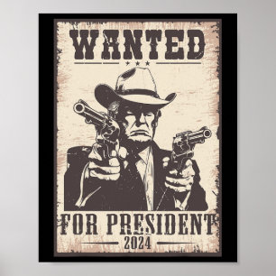 Póster Trump Cowboy quería EE.UU. Presidente 2024