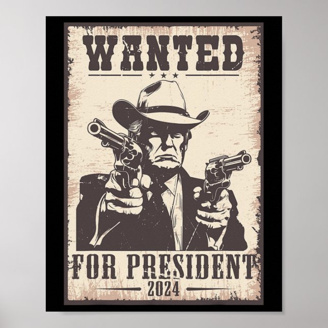 Póster Trump Cowboy quería EE.UU. Presidente 2024 (Frente)