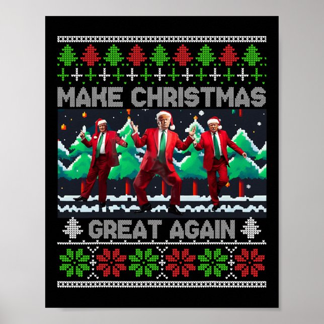 Póster Trump curioso hace a los Navidades grandes de nuev (Frente)