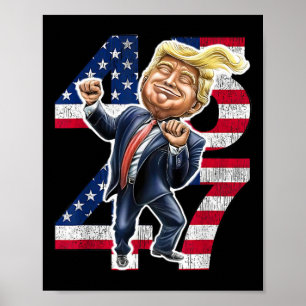 Póster Trump Dance 45 Bandera estadounidense Trump 2024
