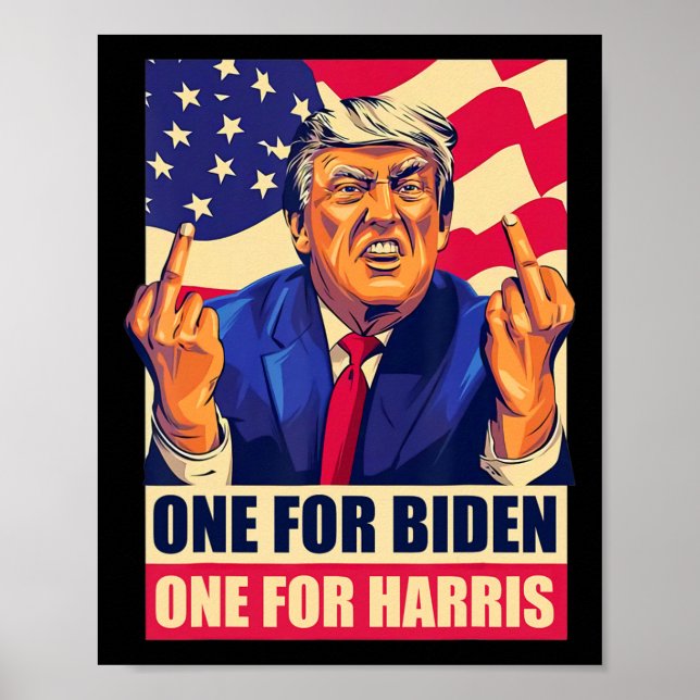 Póster Trump Dedo Medio Biden Harris America Republica (Frente)