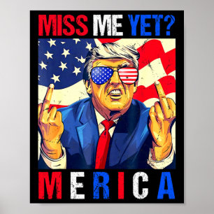 Póster Trump Dedo Medio Me Extrañas Bandera Americana 4