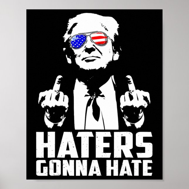 Póster Trump El Dedo Medio Divertido Odioso Odiará Al Pre (Frente)