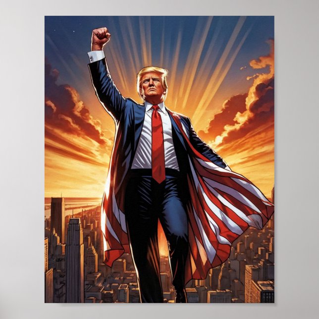 Póster "Trump, el Poster superhéroe estadounidense" (Frente)