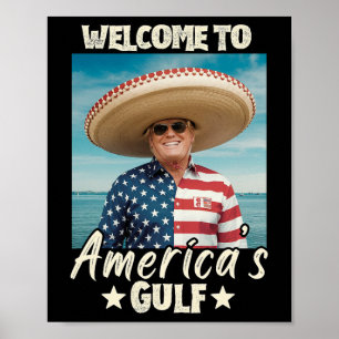 Póster Trump, el presidente de Estados Unidos en el Golfo