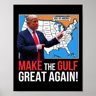 Póster Trump, el presidente de Estados Unidos en el Golfo