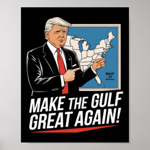Póster Trump, el presidente de Estados Unidos en el Golfo
