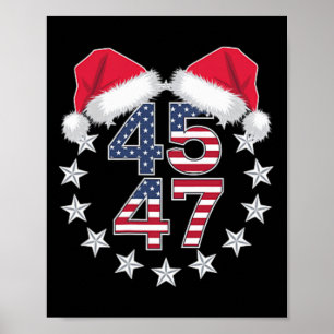Póster Trump En La Espalda 45 47 Presidente Usa Santa Hat