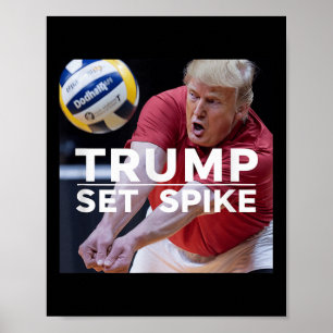 Póster Trump engaña a divertida jugadora de voleibol polí