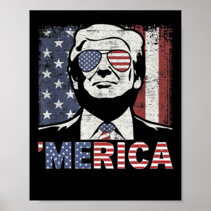 Póster Trump Feliz 4 De Julio Bandera Norteamericana