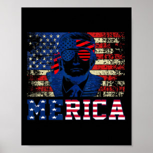Póster Trump Feliz 4 De Julio Bandera Norteamericana