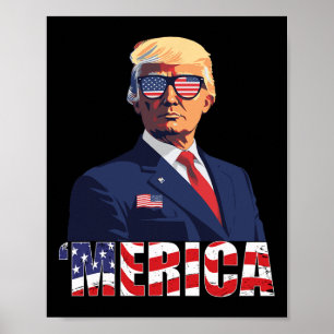 Póster Trump Feliz 4 De Julio Bandera Norteamericana 1