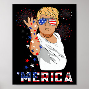 Póster Trump Feliz 4 De Julio Bandera Norteamericana 1