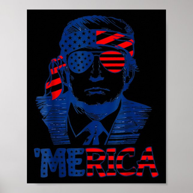 Póster Trump Feliz 4 De Julio Bandera Norteamericana 2 (Frente)