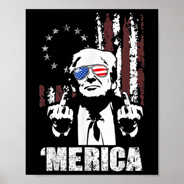 Póster Trump Feliz 4 De Julio Bandera Norteamericana 8 (Frente)