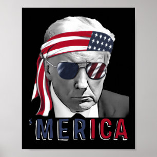 Póster Trump Feliz 4 De Julio Bandera Norteamericana Esta