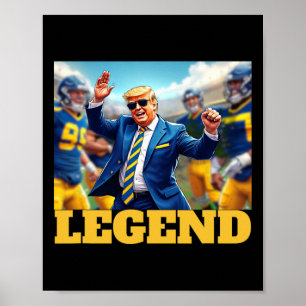 Póster Trump Footbyll Bailando Collegiate Azul Y Amarillo
