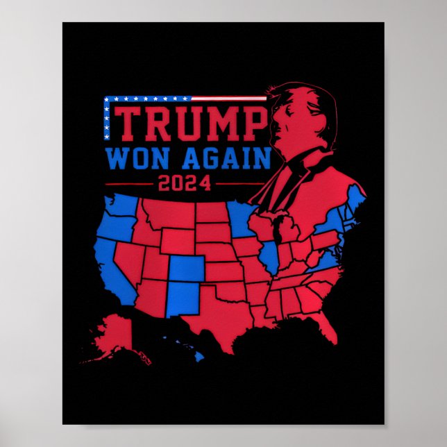 Póster Trump Gana De Nuevo Mapa De Olas Rojas De Ee.Uu. E (Frente)