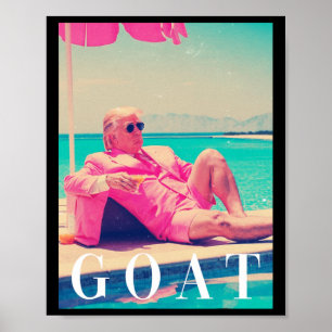Póster Trump Goat Summer 2024 Retro Funny Pink Donald Tru