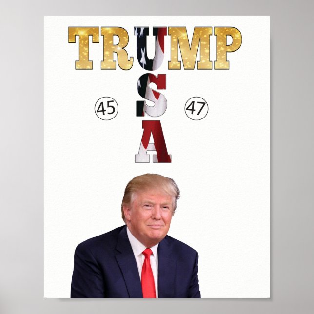Póster Trump Gold 💖 Presidencial 💕 USA 45 47 (Frente)