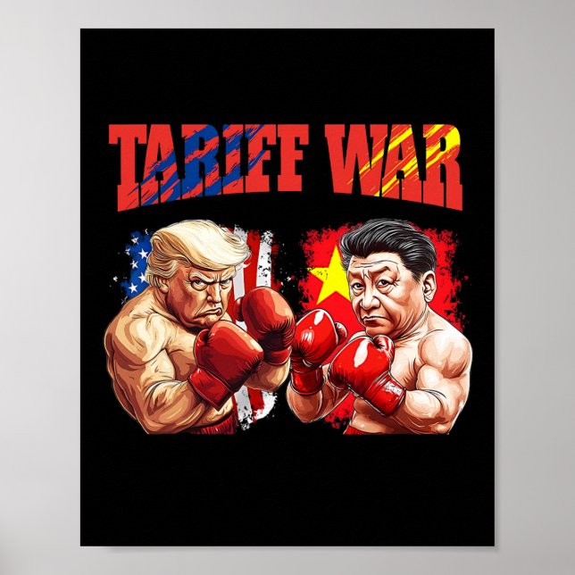 Póster Trump gracioso contra Xi Jinping Boxing Match (Frente)