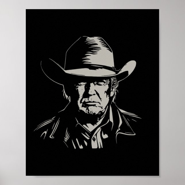 Póster Trump Head Cowboy Ee.Uu. 2024 Vota Elección Maga 1 (Frente)