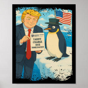 Póster Trump impone política arancelaria pingüino anime M