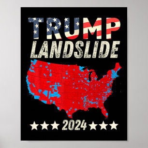Póster Trump Landslide 2024 Apoyo al mapa electoral Trump