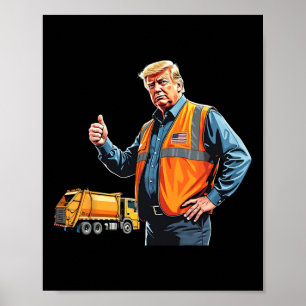 Póster Trump lanza la bandera estadounidense al trabajado