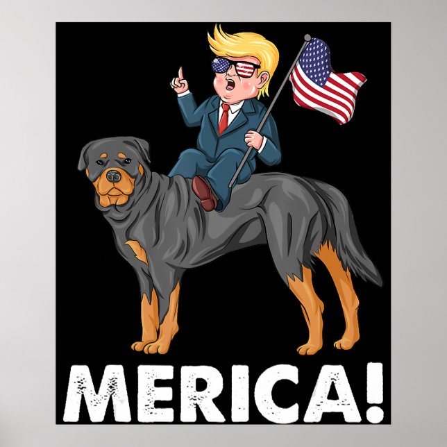 Póster Trump Merica Rottweiler Perro Hero Americano (Frente)