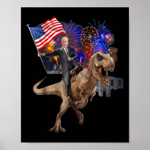 Póster Trump montando un dinosaurio en T-rex apoya a Trum