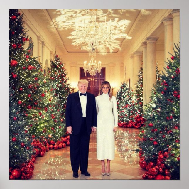 Póster Trump presidente de EE. UU. Casa Blanca Navidad (Frente)