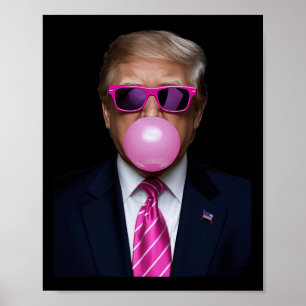 Póster Trump Rosa Gum Bubble 2024 Vota al presidente Funn