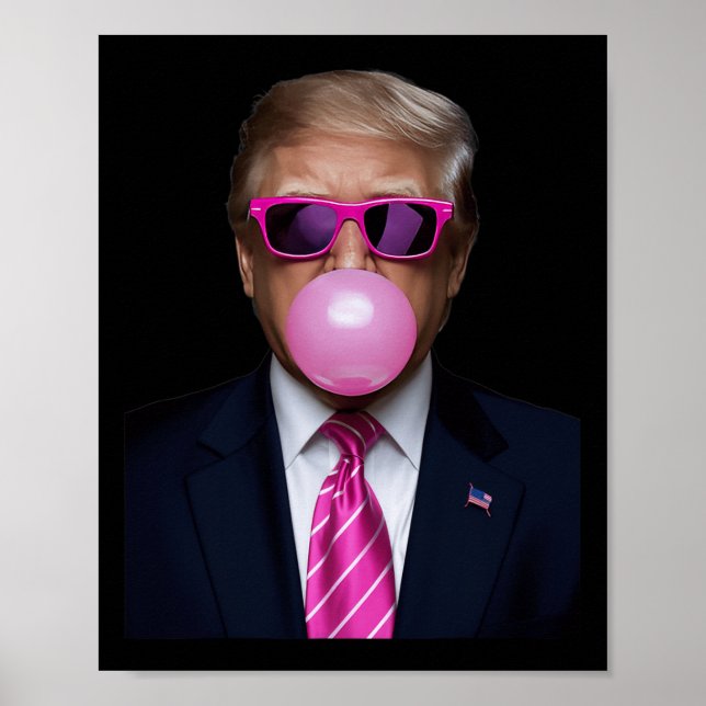 Póster Trump Rosa Gum Bubble 2024 Vota al presidente Funn (Frente)