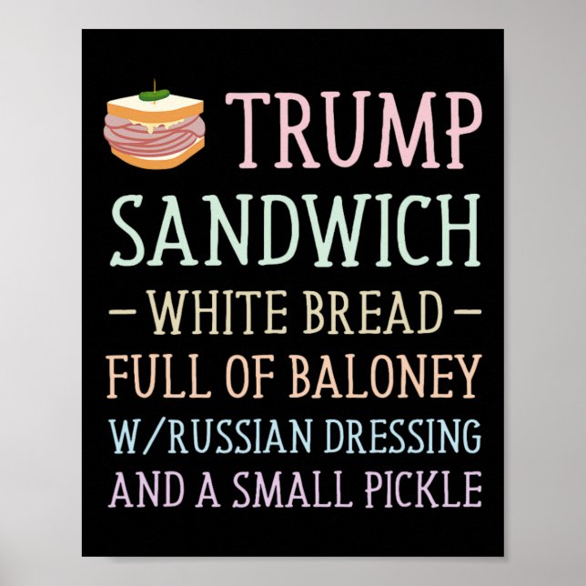 Póster Trump Sandwich Rótulo Divertido (Frente)