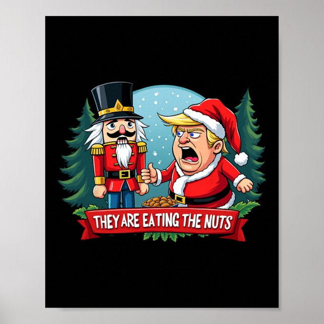 Póster Trump Santa Claus Con Un Nutcracker Que Comen (Frente)
