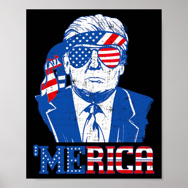 Póster Trump Shirt Merica Trump Derriba La Bandera Estado (Frente)