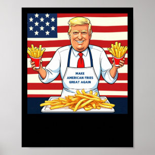Póster Trump Sirviendo Fries Mcdonalds