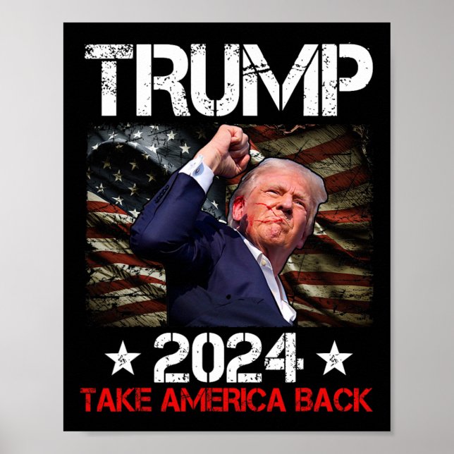 Póster Trump sobrevive a la primera toma de Trump (Frente)