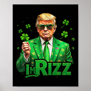 Póster Trump soy Rizz día de San Patricio trébol afortuna
