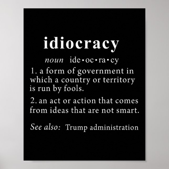 Póster Trump T Shirt Idiocracy Definition Mujeres Mens Fu (Frente)