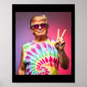 Póster Trump Tie-dye Hippie Sungles - Signo de paz divert