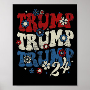 Póster Trump Trump Trump Trump 2024 Retro Groovy