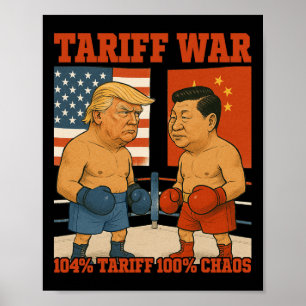 Póster Trump, un partido de boxeo entre Xi Jinping y la g