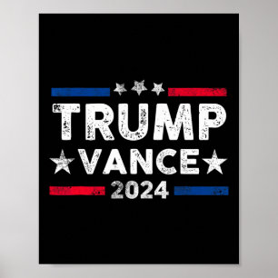 Póster Trump Vance 2024 Apoyando a Trump Re-elec