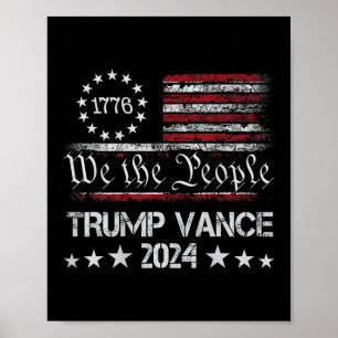 Póster Trump Vance 2024 Retro Stripe Trump Jd Vance (en B