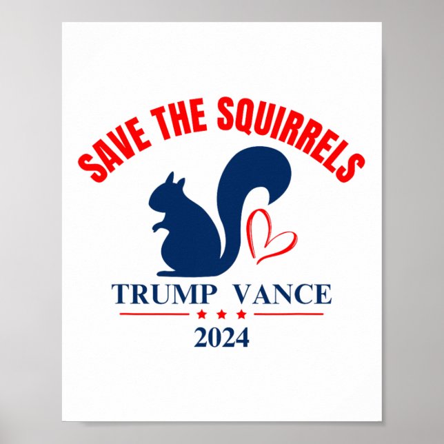 Póster Trump Vance 2024 Salve Las Ardillas (Frente)