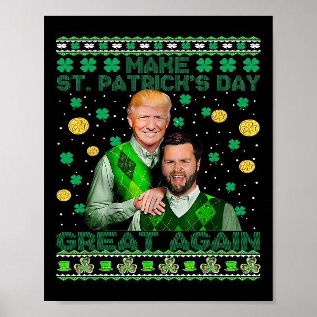 Póster Trump Vance Brothers gracioso Día de San Patricio (Frente)